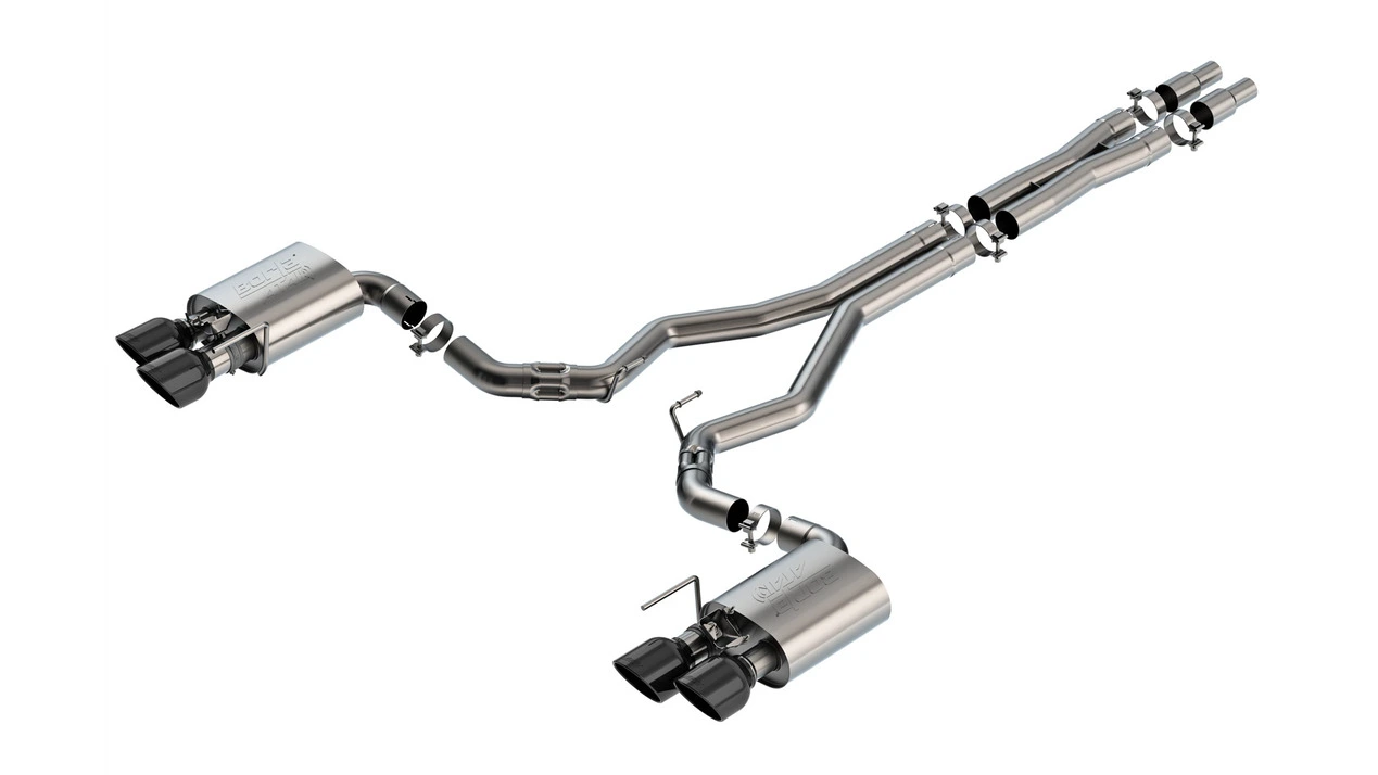 Borla Cat-Back Exhaust with Black Chrome Tips for the 2024 Ford Mustang Dark Horse